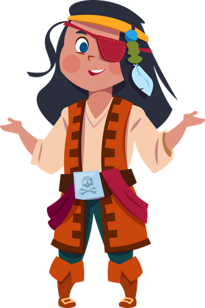 Fille portant un costume de pirate  Illustration