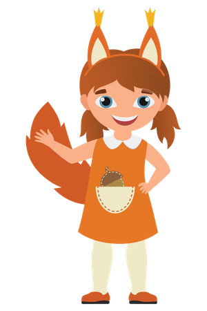 Fille portant un costume de renard  Illustration