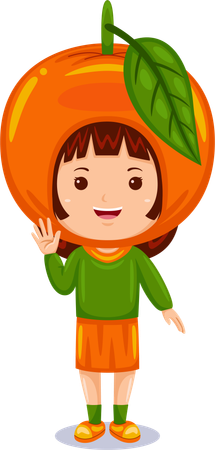 Fille portant un costume orange  Illustration