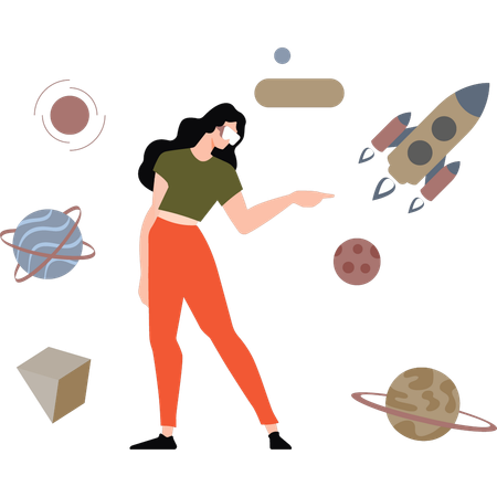 Fille portant un jeu VR  Illustration