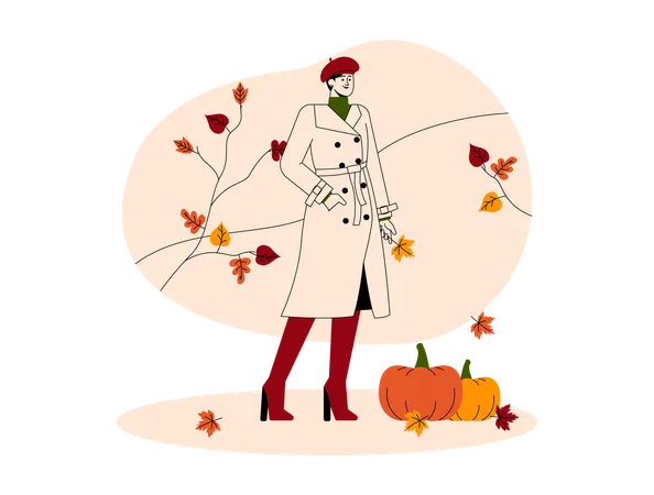 Fille portant un parc d'automne  Illustration