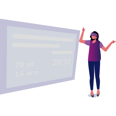 Fille portant Vr regardant l'écran  Illustration