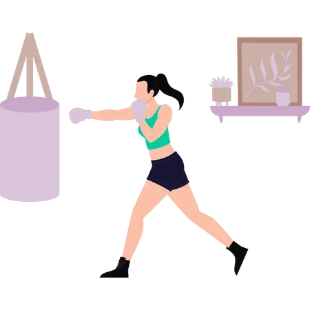 Fille pratiquant la boxe  Illustration