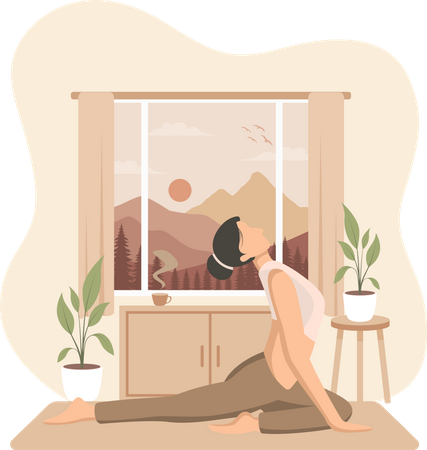 Fille pratiquant le yoga  Illustration