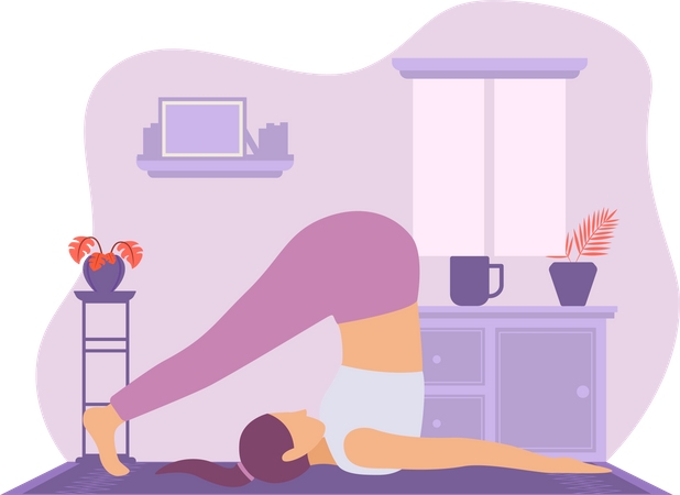 Exercice de yoga pratique fille  Illustration