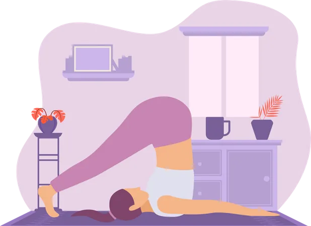 Exercice de yoga pratique fille  Illustration