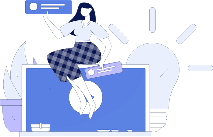 Fille prenant un cours numérique  Illustration
