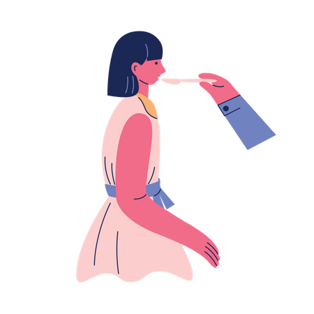 Fille prenant des médicaments  Illustration