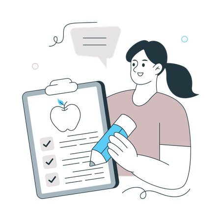 Fille prenant des notes de santé  Illustration