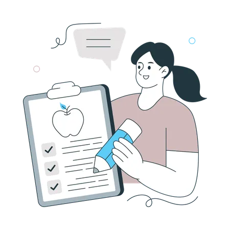 Fille prenant des notes de santé  Illustration