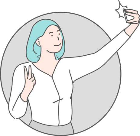 Fille prenant un selfie  Illustration