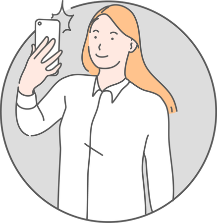 Fille prenant un selfie  Illustration