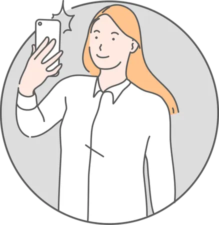 Fille prenant un selfie  Illustration