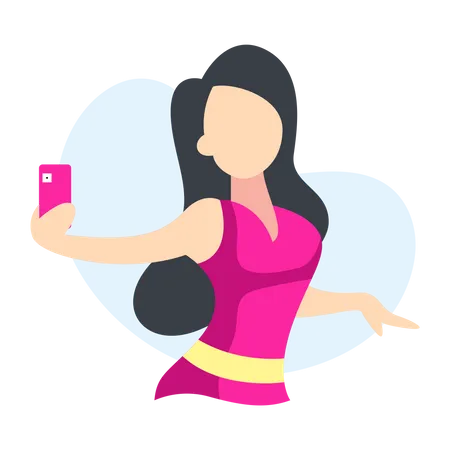 Fille prenant un selfie  Illustration