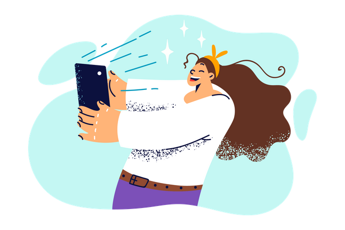 Fille prenant un selfie  Illustration