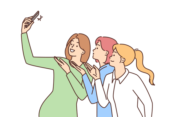 Fille prenant un selfie  Illustration