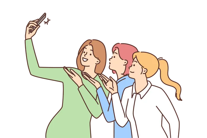 Fille prenant un selfie  Illustration