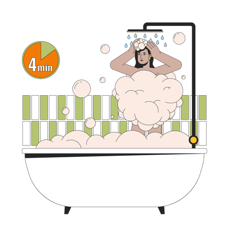 Fille prenant une douche plus courte  Illustration