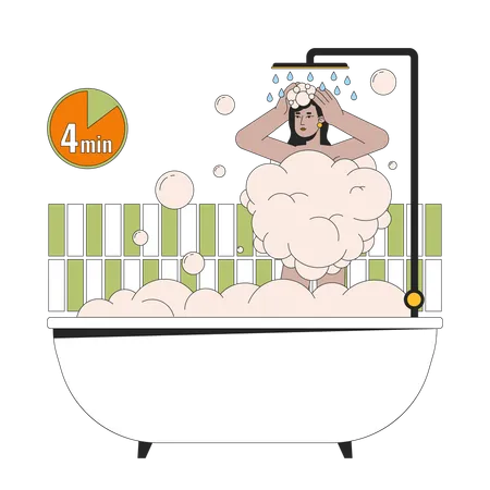 Fille prenant une douche plus courte  Illustration