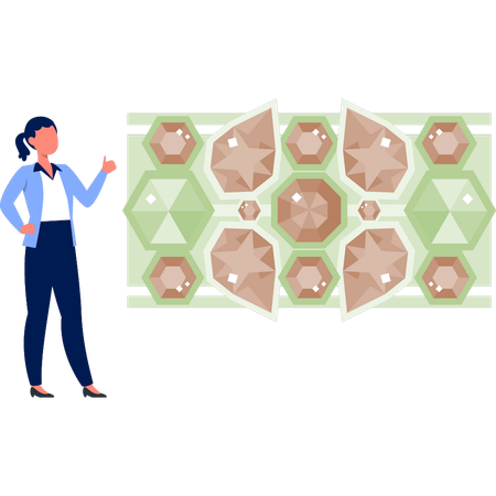 Une fille présente des pierres de diamant  Illustration