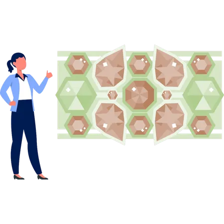 Une fille présente des pierres de diamant  Illustration