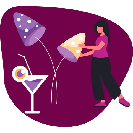 Fille profitant d'un cocktail  Illustration