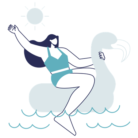 Fille appréciant dans la piscine  Illustration