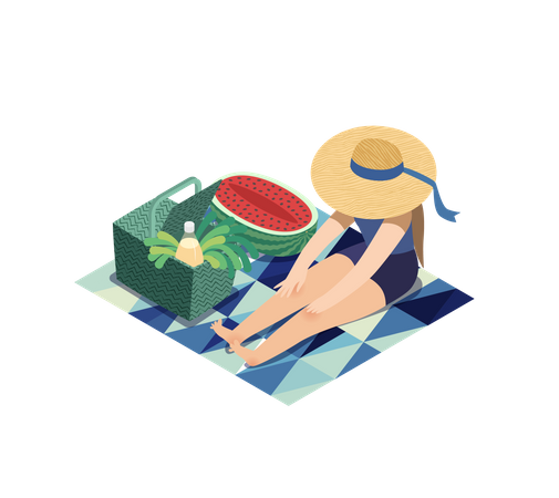 Fille profitant de vacances  Illustration