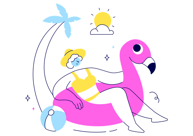 Fille profitant des vacances d'été  Illustration