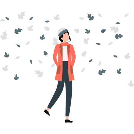 Fille profitant du temps d'automne  Illustration