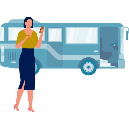 Fille profitant d'une pause pendant le voyage  Illustration