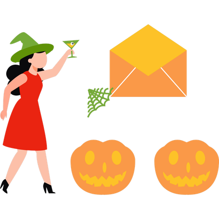 Fille appréciant la fête d'Halloween  Illustration