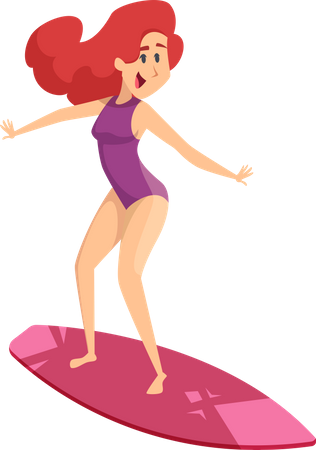 Fille aime surfer  Illustration