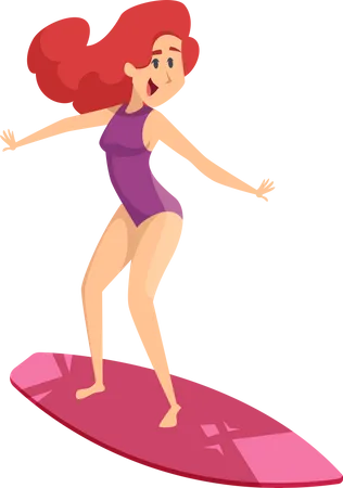 Fille aime surfer  Illustration