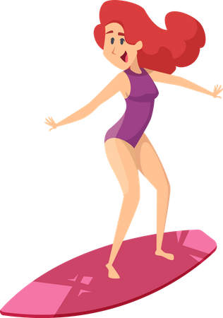 Fille aime surfer  Illustration