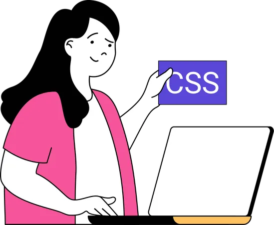 Fille programmeuse écrivant du code CSS  Illustration