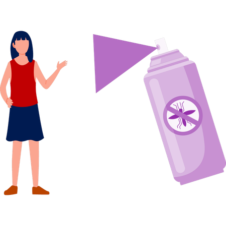 Fille faisant la promotion d'un spray anti-mouches  Illustration