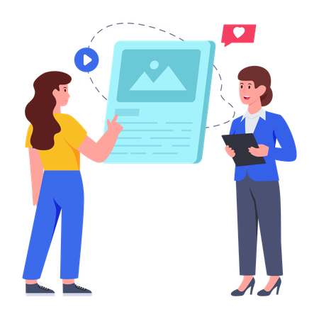 Fille publiant sur les réseaux sociaux  Illustration