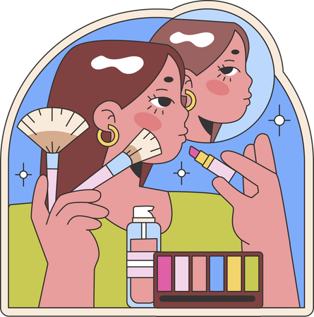 Fille faisant du maquillage  Illustration