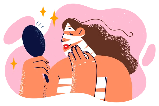 Fille faisant du maquillage  Illustration