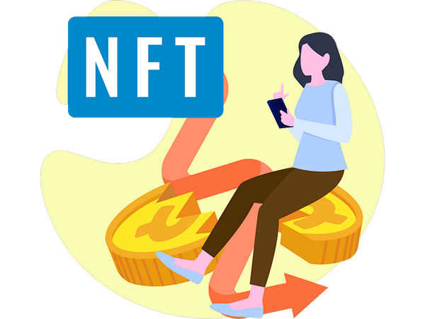 Une fille parle du taux de drop de NFT  Illustration