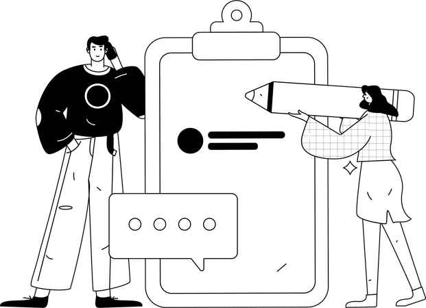 Fille effectuant une enquête sur le comportement des clients  Illustration