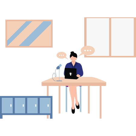 Fille recevant les messages dans le podcast  Illustration