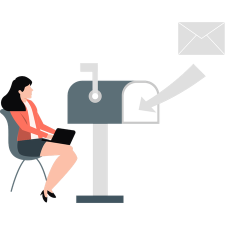 Fille recevant un e-mail professionnel  Illustration