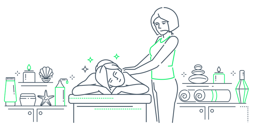 Fille recevant un massage au spa  Illustration