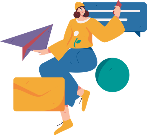 Fille recevant une notification par courrier  Illustration