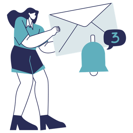 Fille recevant une notification par courrier  Illustration