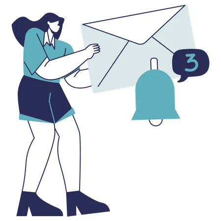 Fille recevant une notification par courrier  Illustration