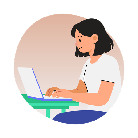 Fille à la recherche d'une base de connaissances  Illustration