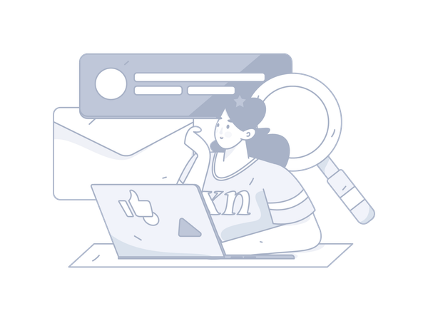 Fille trouvant un e-mail professionnel  Illustration